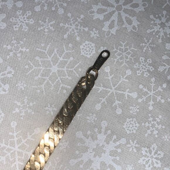 Vintage Gold Herringbone Chain Bracelet Korea 7.5” - Picture 8 of 13